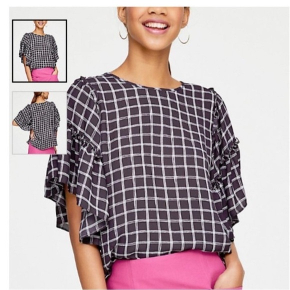 LOFT Windowpane blouse - Picture 1 of 5
